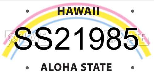 SS21985 Hawaii License Plate
