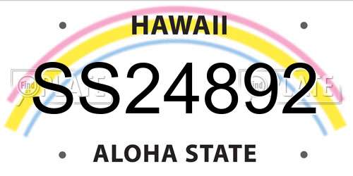 SS24892 Hawaii License Plate
