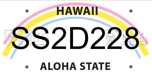 SS2D228 Hawaii License Plate