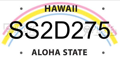 SS2D275 Hawaii License Plate