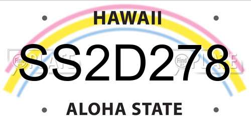 SS2D278 Hawaii License Plate