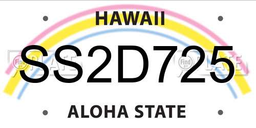 SS2D725 Hawaii License Plate