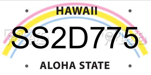 SS2D775 Hawaii License Plate