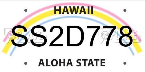 SS2D778 Hawaii License Plate