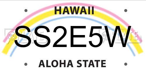 SS2E5W Hawaii License Plate