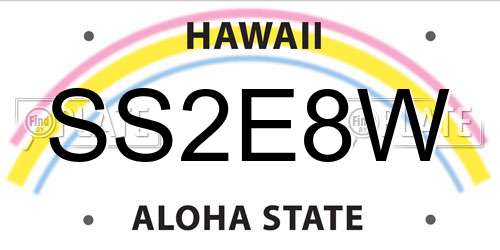 SS2E8W Hawaii License Plate