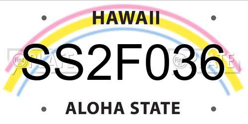 SS2F036 Hawaii License Plate