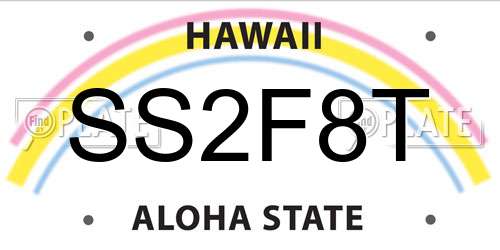 SS2F8T Hawaii License Plate