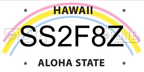 SS2F8Z Hawaii License Plate