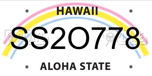 SS2O778 Hawaii License Plate