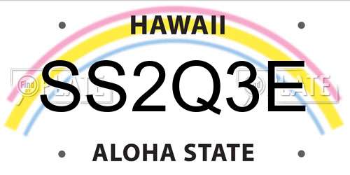 SS2Q3E Hawaii License Plate