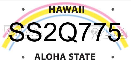 SS2Q775 Hawaii License Plate