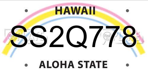 SS2Q778 Hawaii License Plate