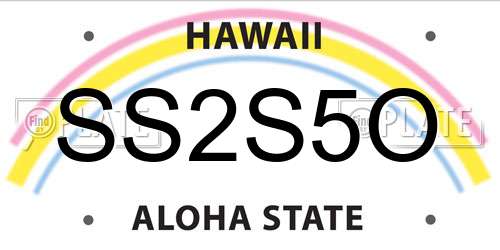 SS2S5O Hawaii License Plate
