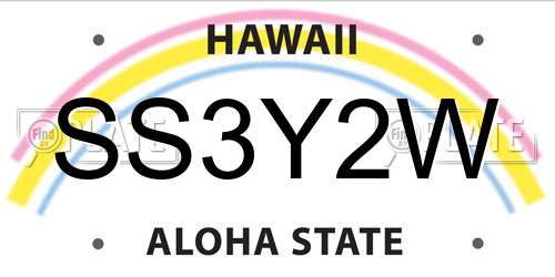 SS3Y2W Hawaii License Plate