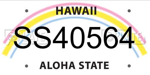 SS40564 Hawaii License Plate