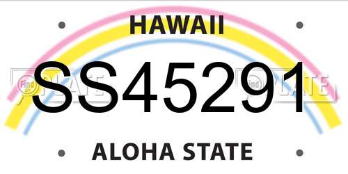 SS45291 Hawaii License Plate