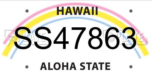 SS47863 Hawaii License Plate