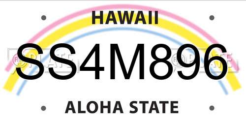 SS4M896 Hawaii License Plate