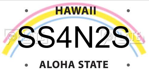 SS4N2S Hawaii License Plate