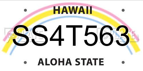 SS4T563 Hawaii License Plate