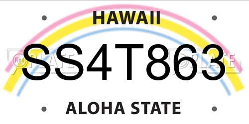 SS4T863 Hawaii License Plate