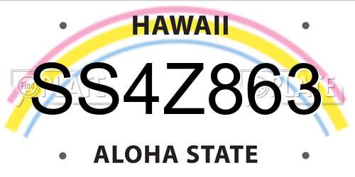 SS4Z863 Hawaii License Plate