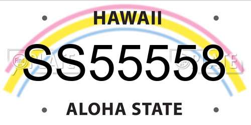 SS55558 Hawaii License Plate
