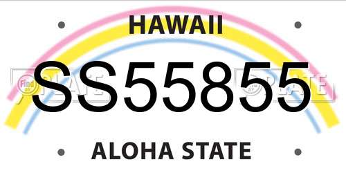 SS55855 Hawaii License Plate
