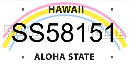 SS58151 Hawaii License Plate