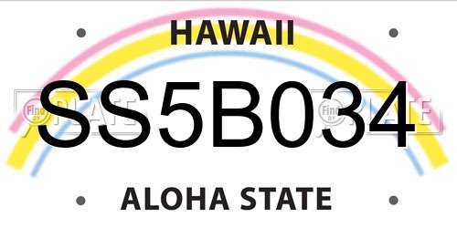 SS5B034 Hawaii License Plate