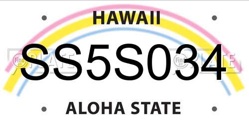 SS5S034 Hawaii License Plate