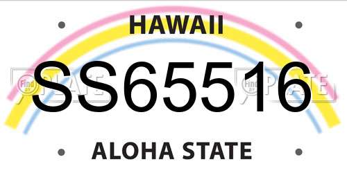 SS65516 Hawaii License Plate