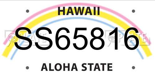 SS65816 Hawaii License Plate