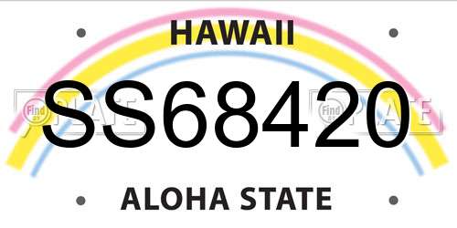 SS68420 Hawaii License Plate