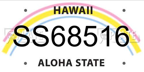 SS68516 Hawaii License Plate