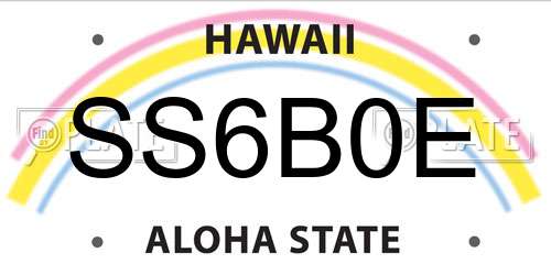 SS6B0E Hawaii License Plate