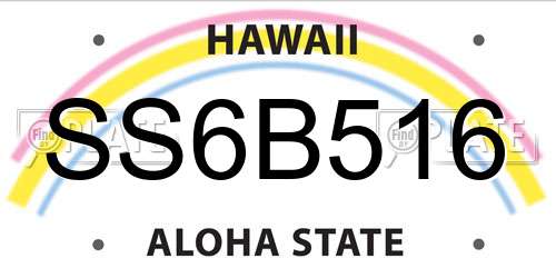 SS6B516 Hawaii License Plate