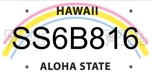 SS6B816 Hawaii License Plate