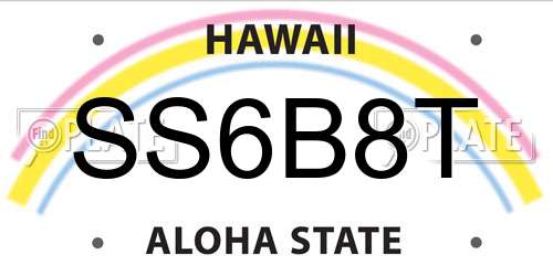SS6B8T Hawaii License Plate