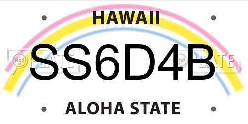 SS6D4B Hawaii License Plate