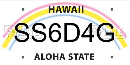SS6D4G Hawaii License Plate