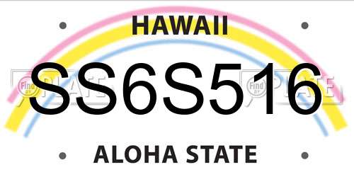 SS6S516 Hawaii License Plate