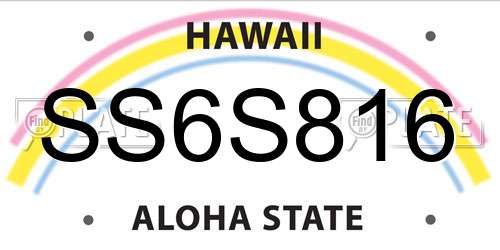 SS6S816 Hawaii License Plate