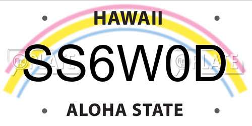 SS6W0D Hawaii License Plate