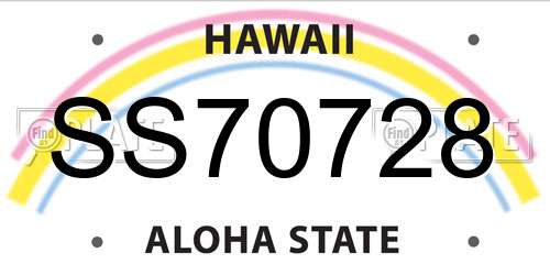 SS70728 Hawaii License Plate