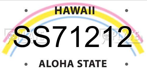 SS71212 Hawaii License Plate