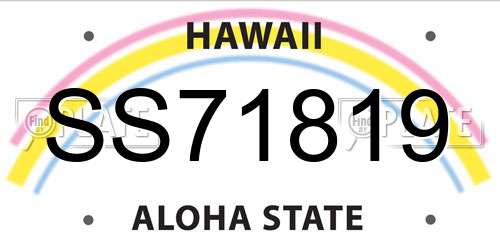 SS71819 Hawaii License Plate
