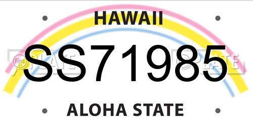 SS71985 Hawaii License Plate