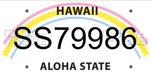 SS79986 Hawaii License Plate